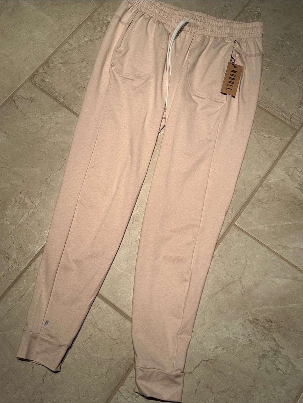 NOBULL joggers sweatpants lightweight pale pink NWT front pockets